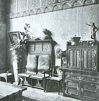 Hans Eduard von Berlepsch-Valendas (1849 - 1921), Wohnzimmer, Mbel und Kunstwerke       Ausstellung im Kniglichen Glaspalast  (1898)