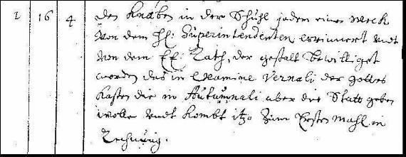 Eintragung ins Kassenbuch des Bürgermeisters von Gießen (1685)