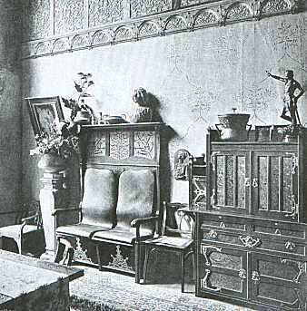 Hans Eduard von Berlepsch-Valendas (1849 - 1921), Wohnzimmer, Möbel und Kunstwerke Ausstellung im Königlichen Glaspalast (1898)